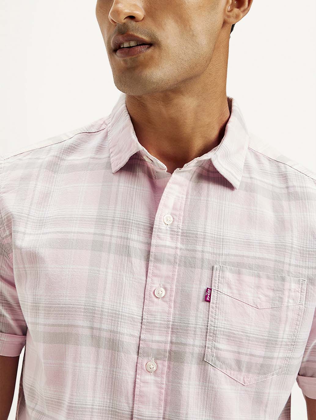 Men's Checkered Slim Fit Shirt - Detail View