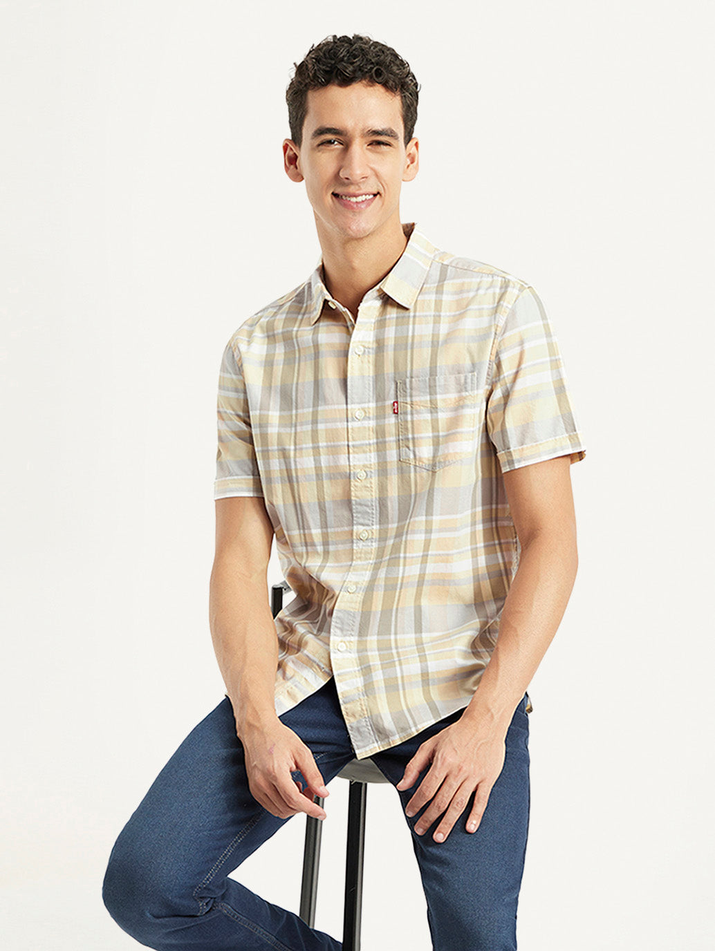 Men's Checkered Slim Fit Oxford Shirt - Styleshot View