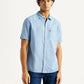 Men's Solid Light Blue Slim Fit Oxford Shirt - Front View