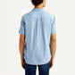Men's Solid Light Blue Slim Fit Oxford Shirt - Back View