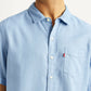 Men's Solid Light Blue Slim Fit Oxford Shirt - Detail View