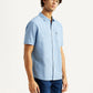 Men's Solid Light Blue Slim Fit Oxford Shirt - Side View