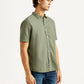 Men's Solid Olive Slim Fit Oxford Shirt - Side View