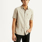 Men's Solid Beige Slim Fit Oxford Shirt - Styleshot View