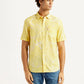 Men's Floral Yellow Slim Fit Shirt - Front View