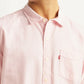 Men's Solid Light Pink Slim Fit Oxford Shirt - Detail View
