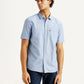 Men's Solid Light Blue Slim Fit Oxford Shirt - Front View