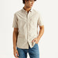 Men's Solid Beige Slim Fit Oxford Shirt - Styleshot View