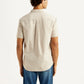 Men's Solid Beige Slim Fit Oxford Shirt - Back View