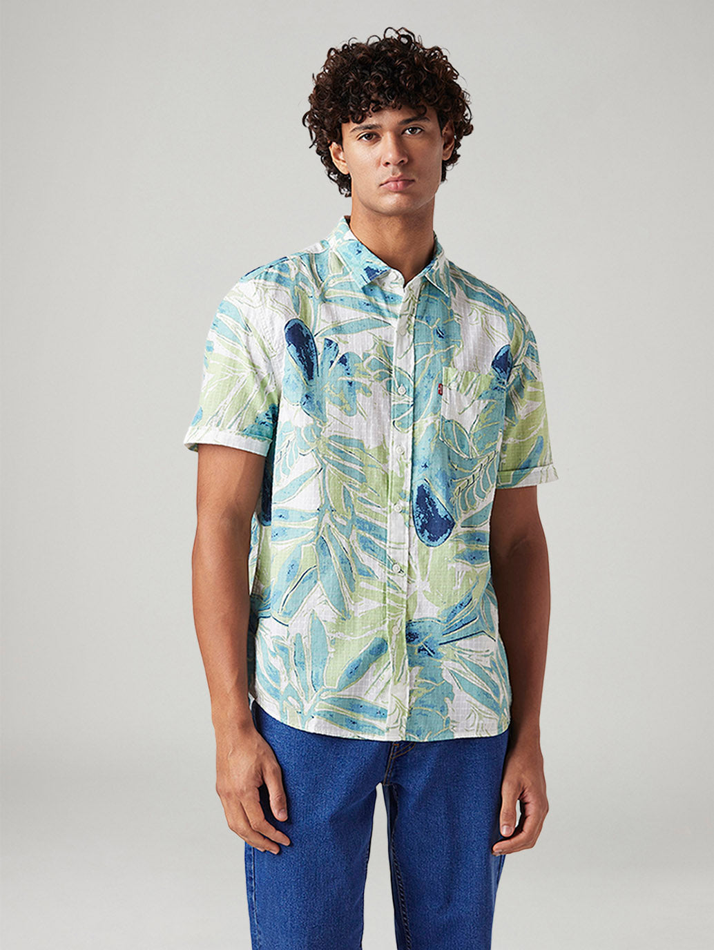 Men's Printed Slim Fit Shirt - Front View