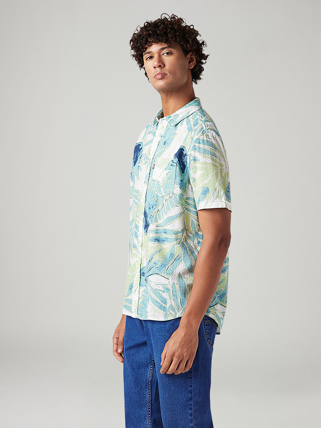 Men's Printed Slim Fit Shirt - Side View