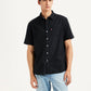 Men's Solid Black Slim Fit Oxford Shirt - Styleshot View