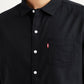Men's Solid Black Slim Fit Oxford Shirt - Detail View