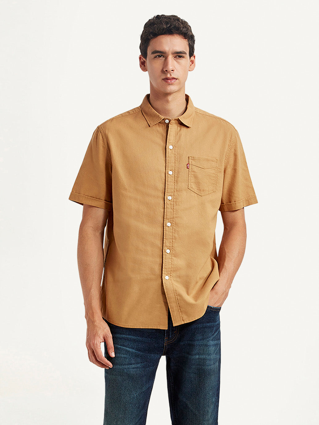 Men's Solid Yellow Slim Fit Oxford Shirt - Styleshot View