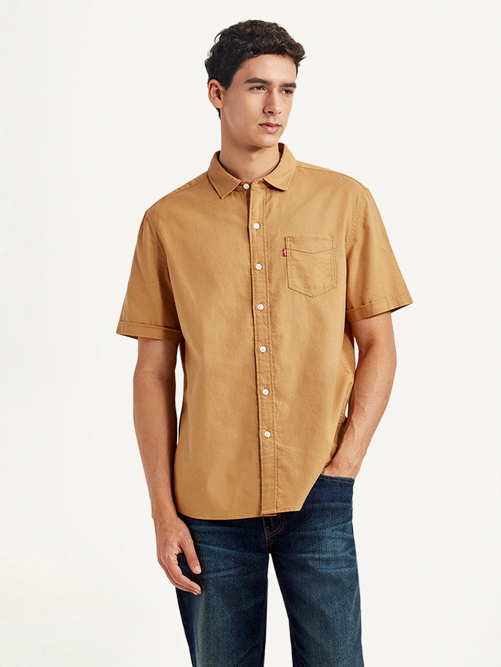 Men's Solid Yellow Slim Fit Oxford Shirt