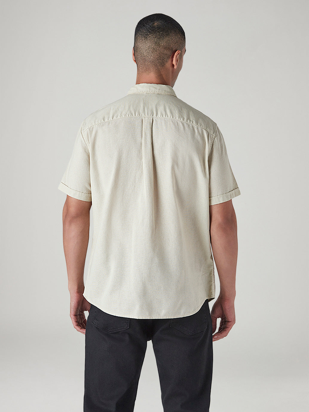 Men's Solid Slim Fit Oxford Shirt - Back View