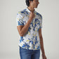 Men's Floral Slim Fit Dobby Shirt - Side View