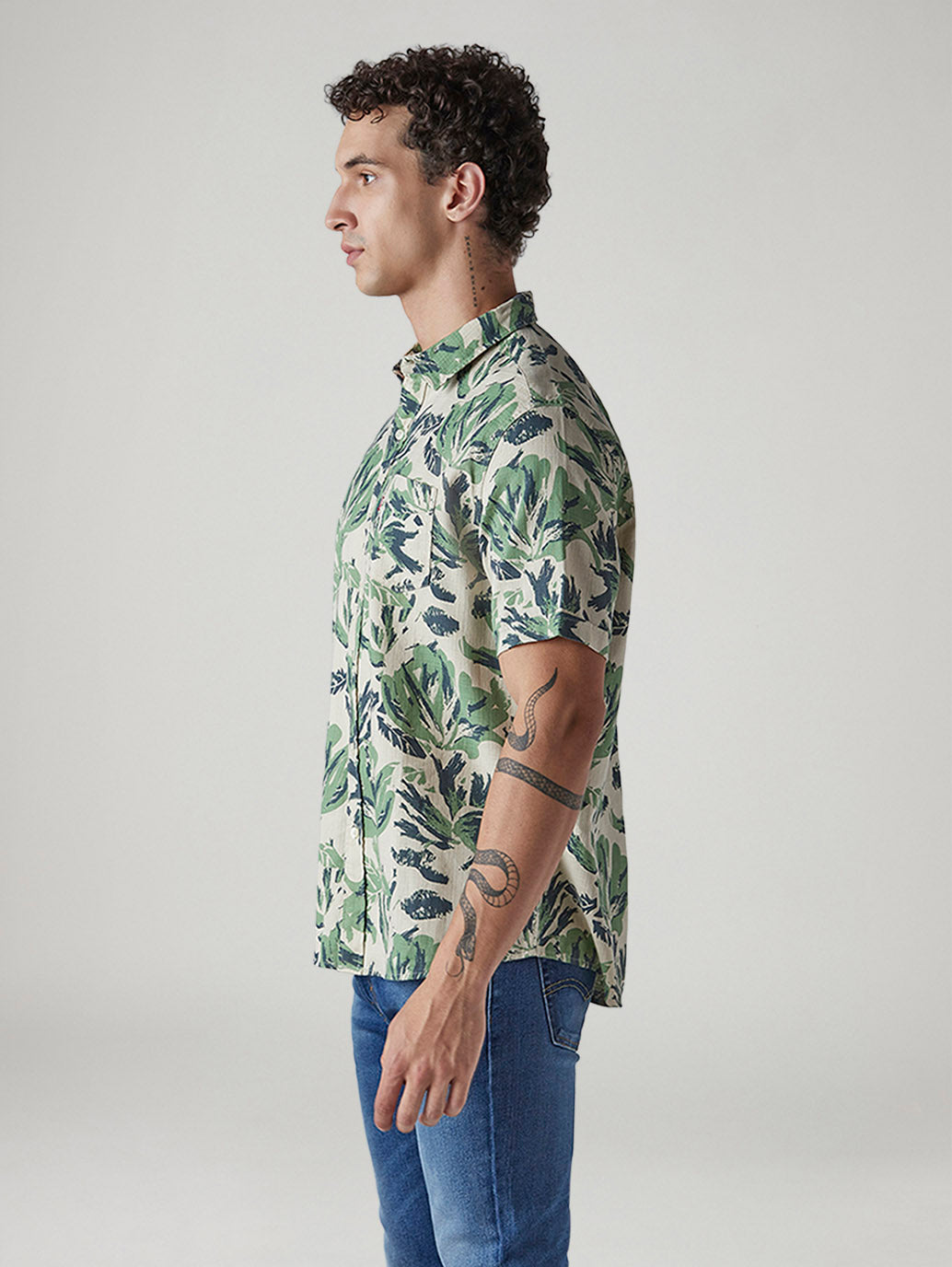 Men's Printed Slim Fit Shirt - Side View
