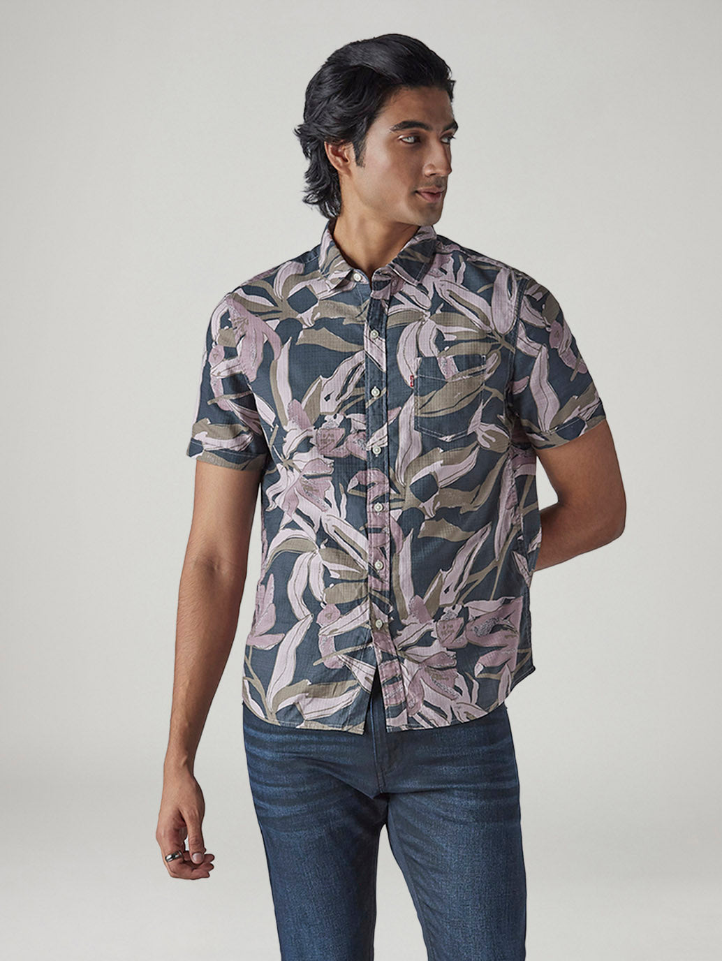 Men's Printed Slim Fit Dobby Shirt