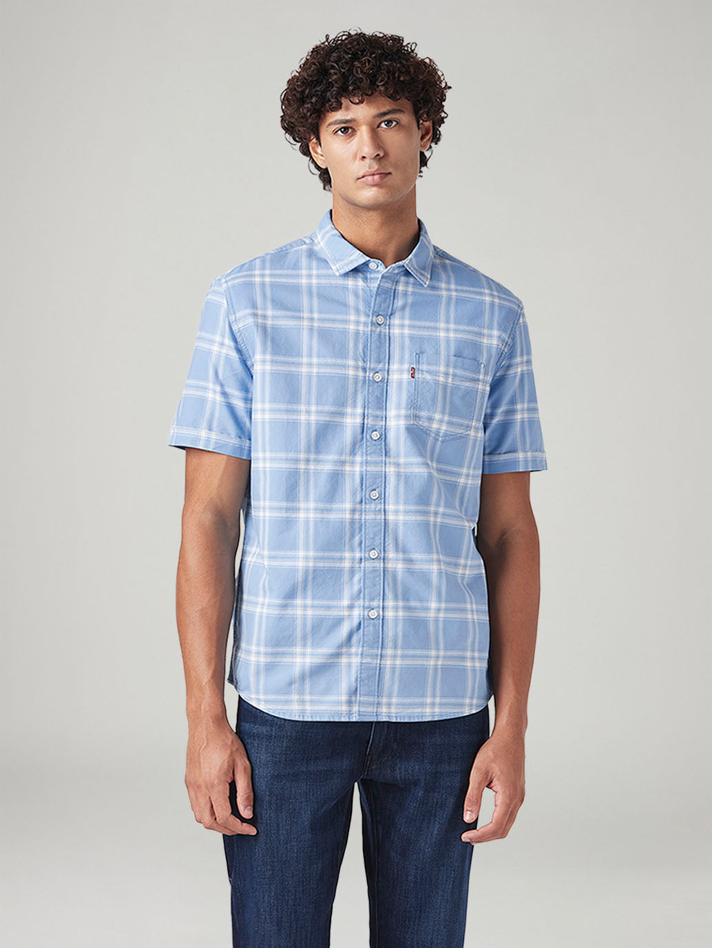 Men's Checkered Slim Fit Shirt - Front View