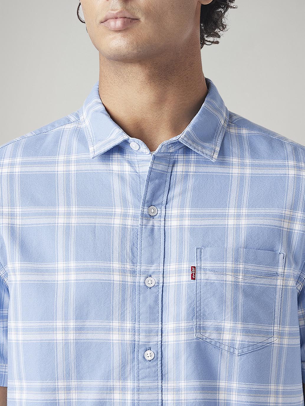 Men's Checkered Slim Fit Shirt - Detail View