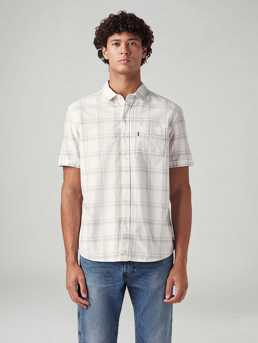 Men's Checkered Slim Fit Shirt - Front View