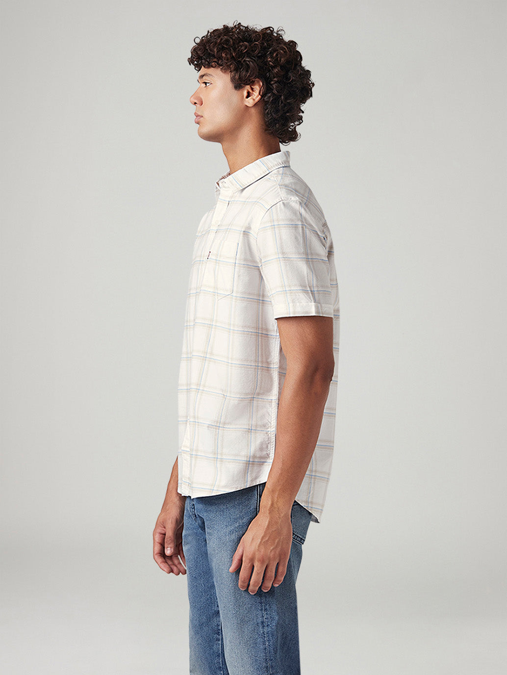 Men's Checkered Slim Fit Shirt - Side View