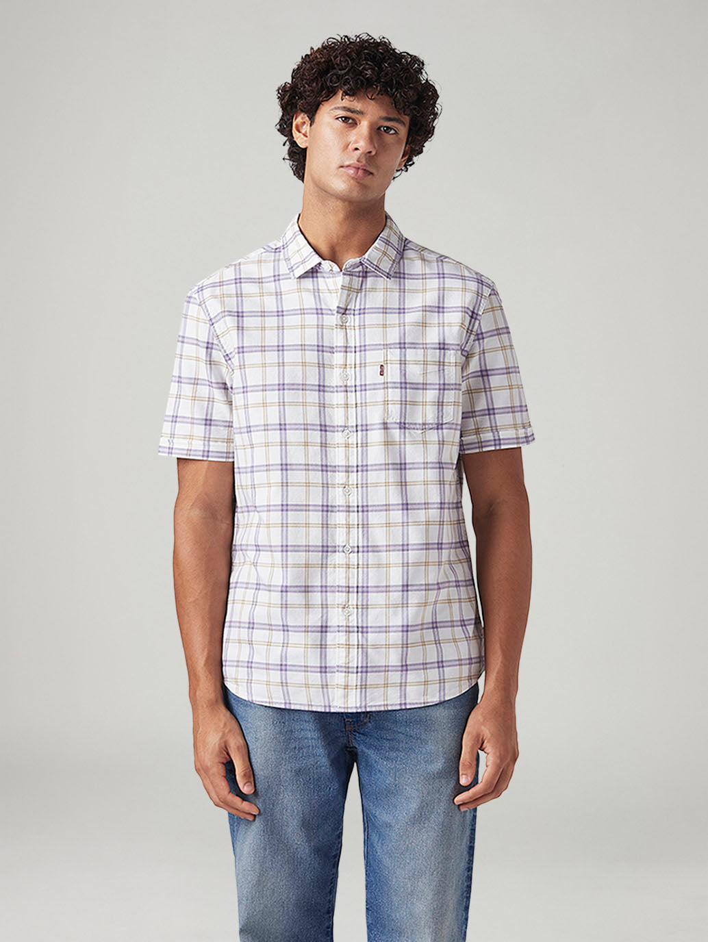 Men's Checkered Slim Fit Shirt - Front View