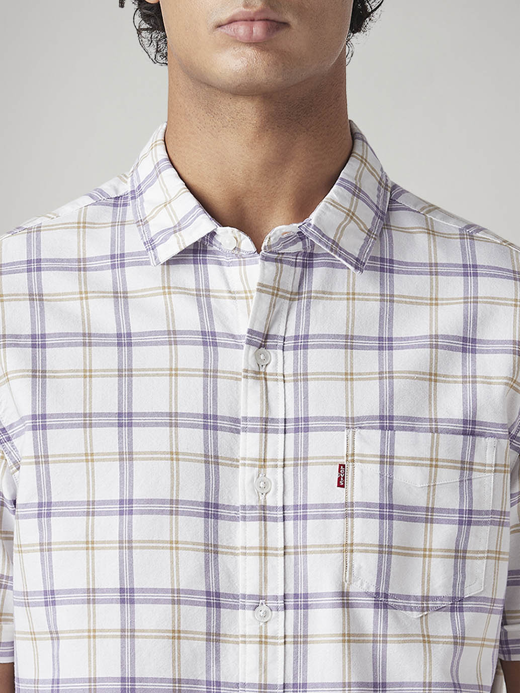 Men's Checkered Slim Fit Shirt - Detail View
