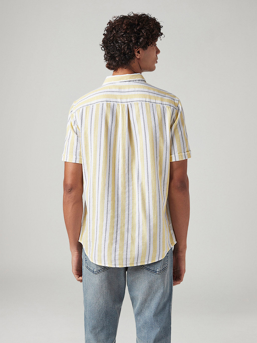 Men's Striped Relaxed Fit Shirt - Back View