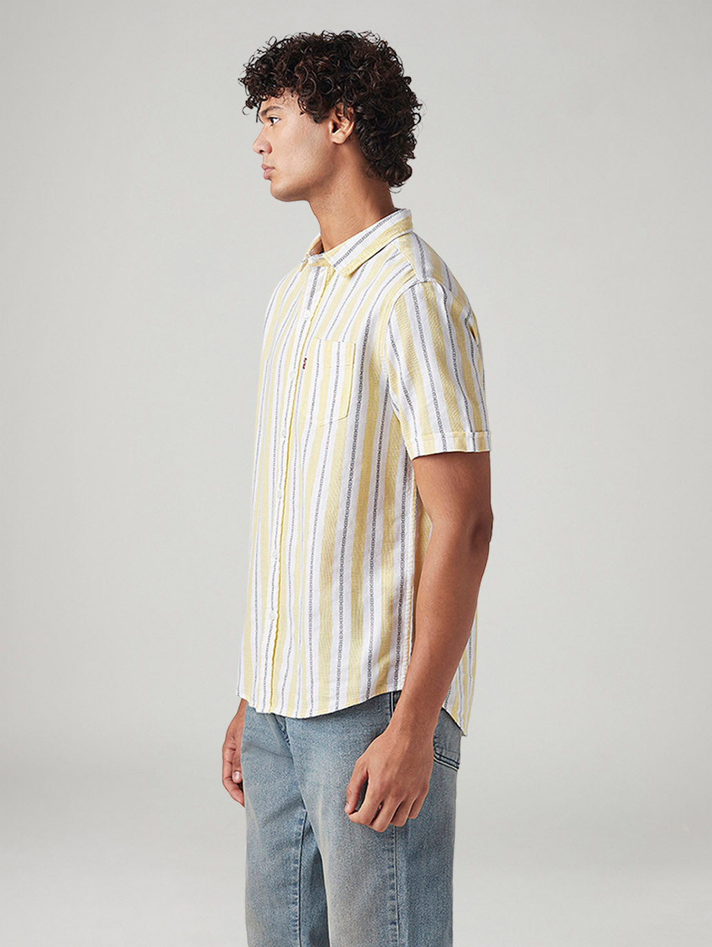 Men's Striped Relaxed Fit Shirt - Side View