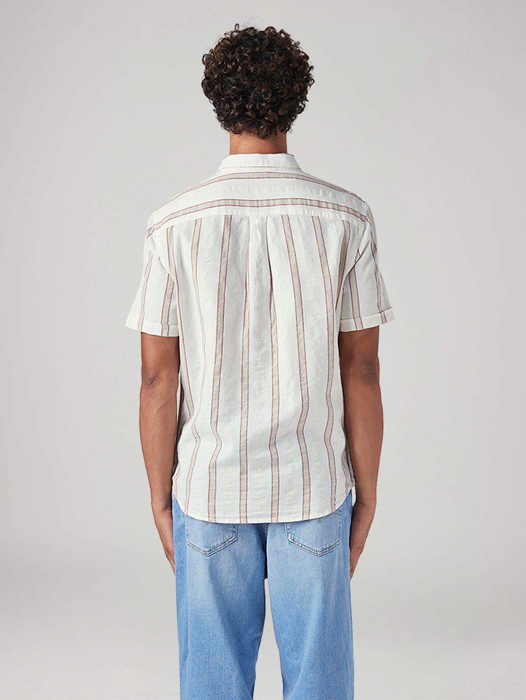 Men's Striped Relaxed Fit Shirt - Back View