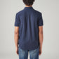 Men's Solid Navy Slim Fit Oxford Shirt - 4d3b48ba-c546-410a-8d07-e410b5fc68c2 View