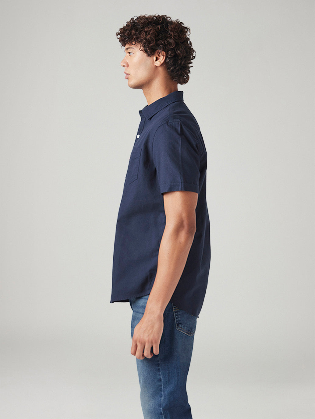 Men's Solid Navy Slim Fit Oxford Shirt - deb5e9b2-ec3d-4ae1-b9be-0a281921b7b5 View