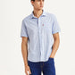 Men's Solid Light Blue Slim Fit Oxford Shirt - Styleshot View