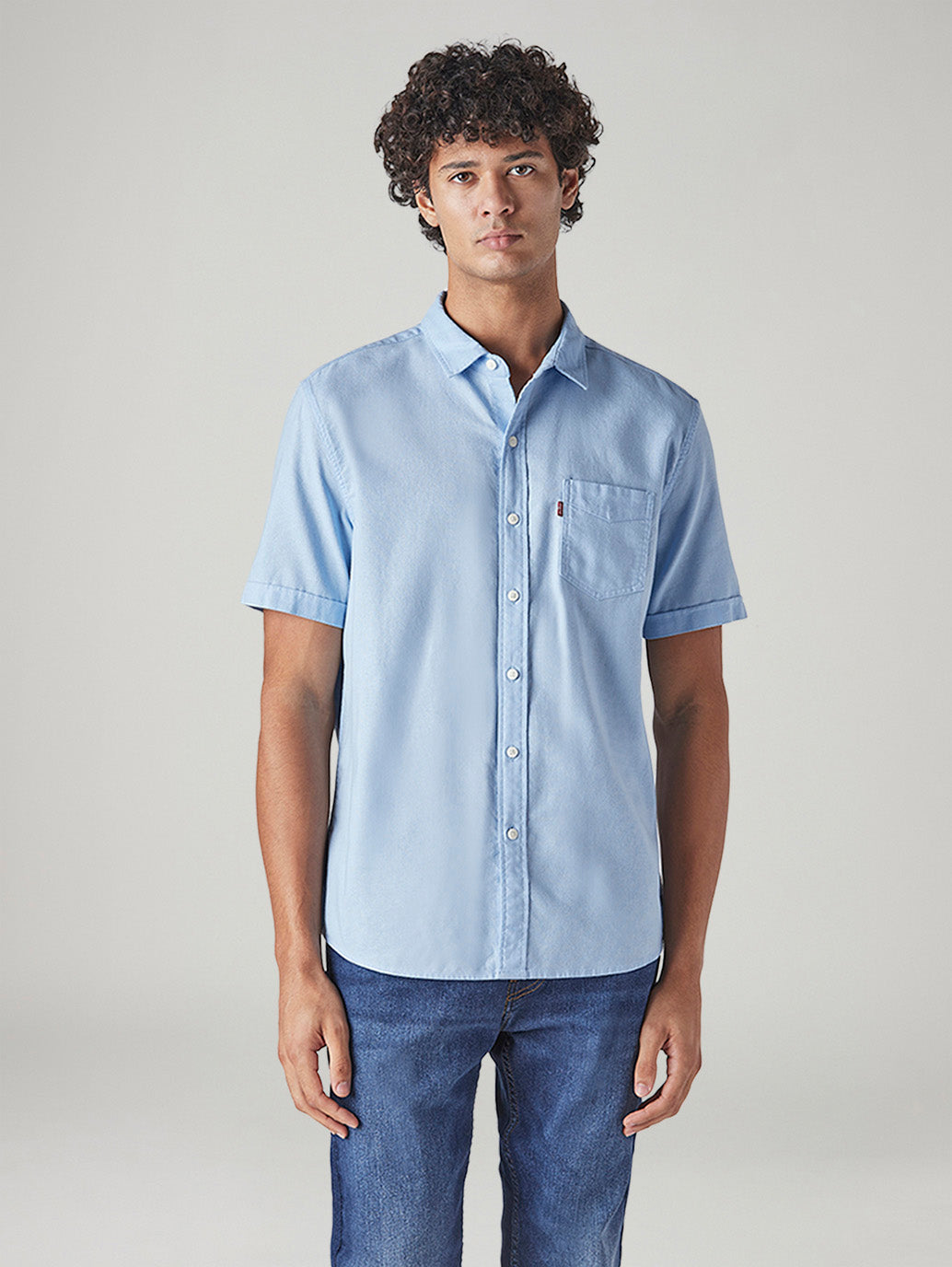 Men's Solid Slim Fit Oxford Shirt - Front View