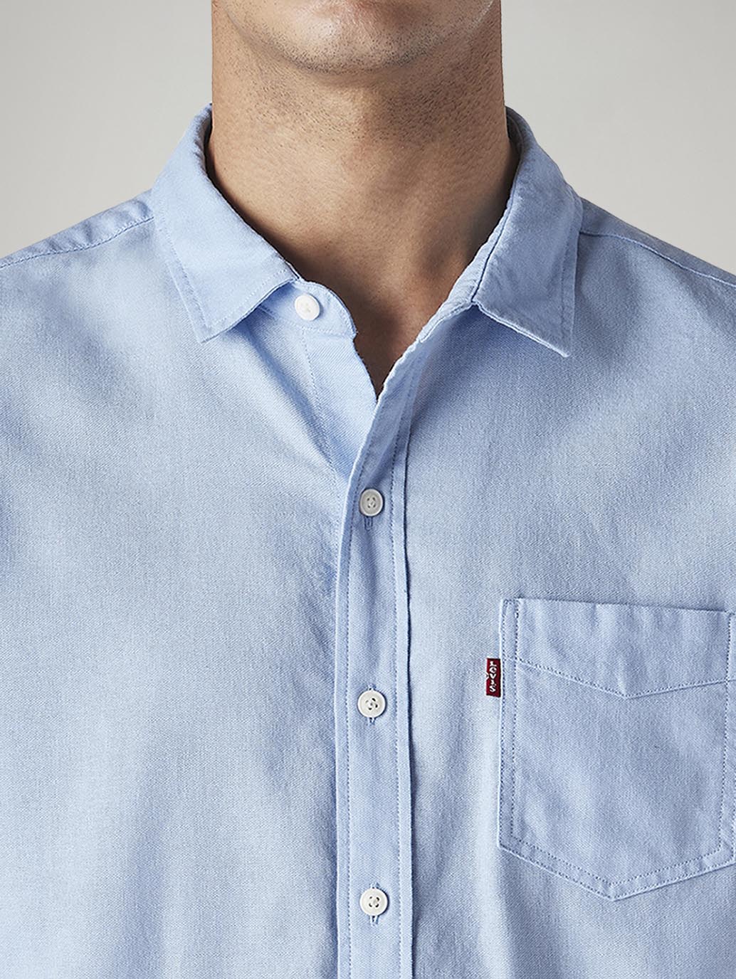 Men's Solid Slim Fit Oxford Shirt - Detail View