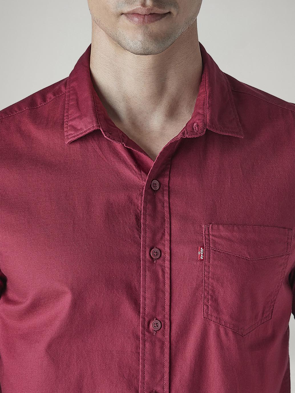 Men's Solid Slim Fit Shirt - Detail View