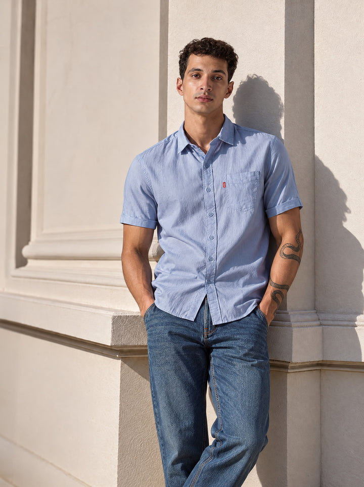 Men's Solid Button Down Collar Slim Fit Oxford Shirt