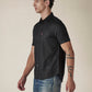 Men's Solid Button Down Collar Slim Fit Oxford Shirt - Side View
