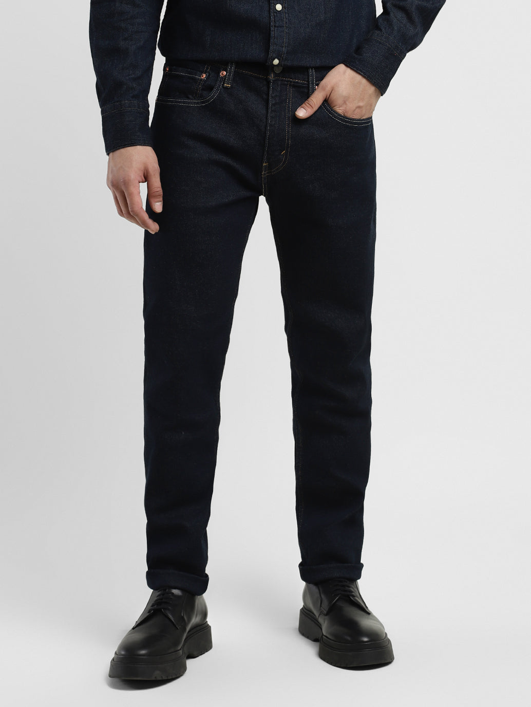 Men's 512 Navy Blue Slim Tapered Fit Mid Rise Jeans - 2e67475d-825d-4997-b3d8-b27f87b8673a View
