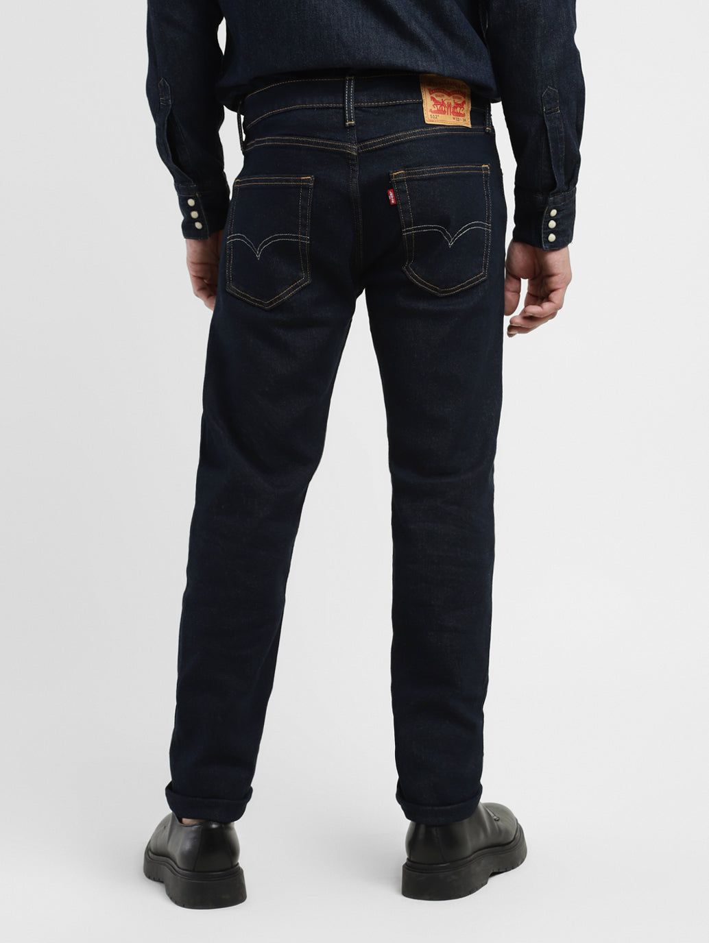 Men's 512 Navy Blue Slim Tapered Fit Mid Rise Jeans - 631476bc-336a-43db-b155-5decec0b3e97 View