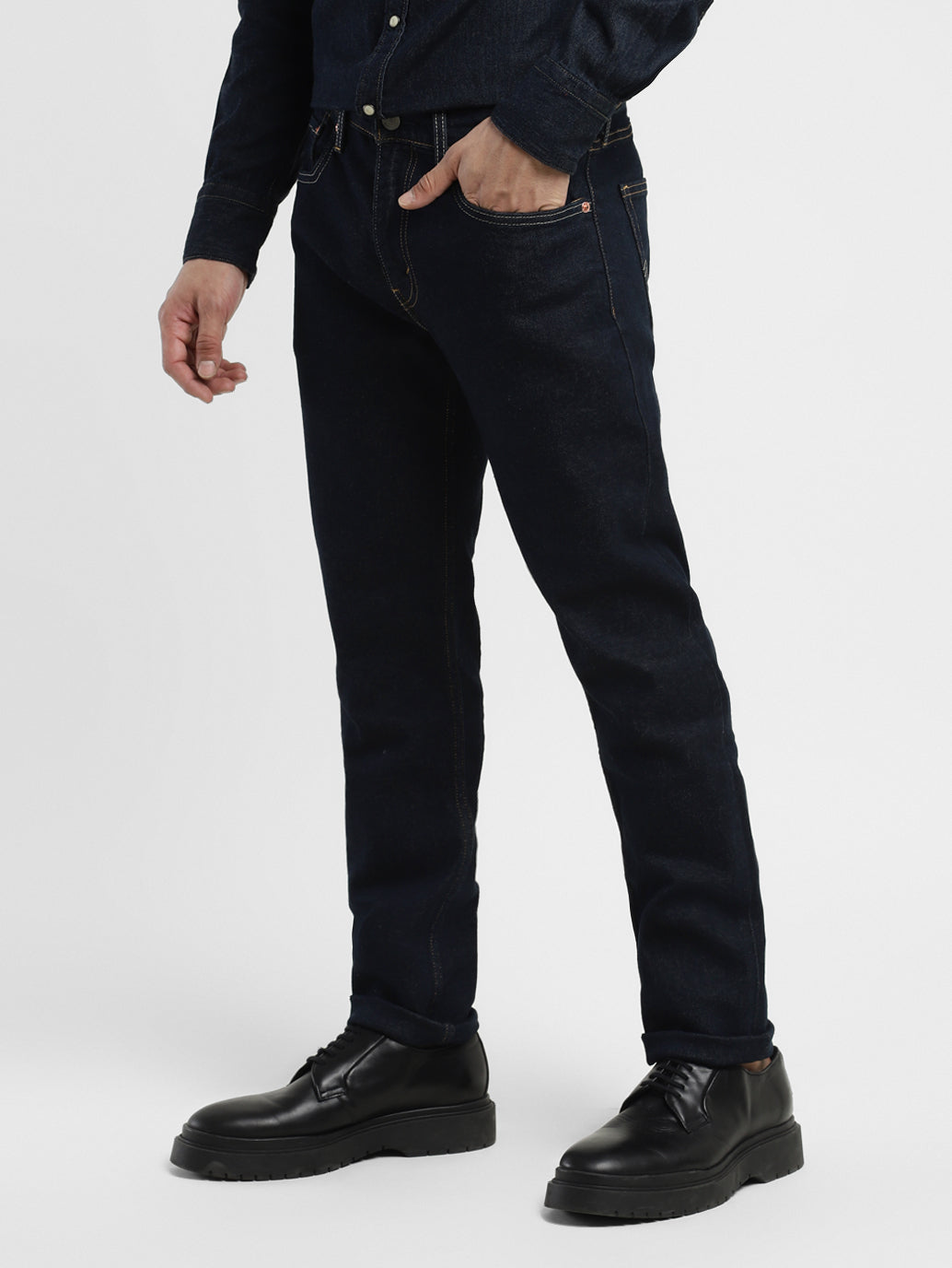 Men's 512 Navy Blue Slim Tapered Fit Mid Rise Jeans - 89a9cd1b-6fd1-40c8-ab01-331451b44155 View