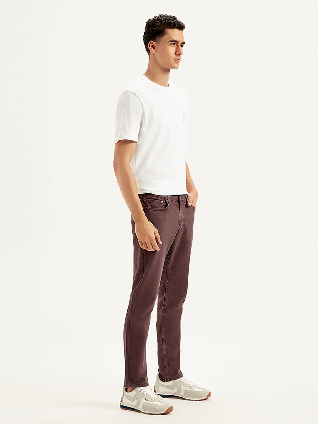 Men's 512 Brown Slim Tapered Fit Mid Rise Jeans - Side View