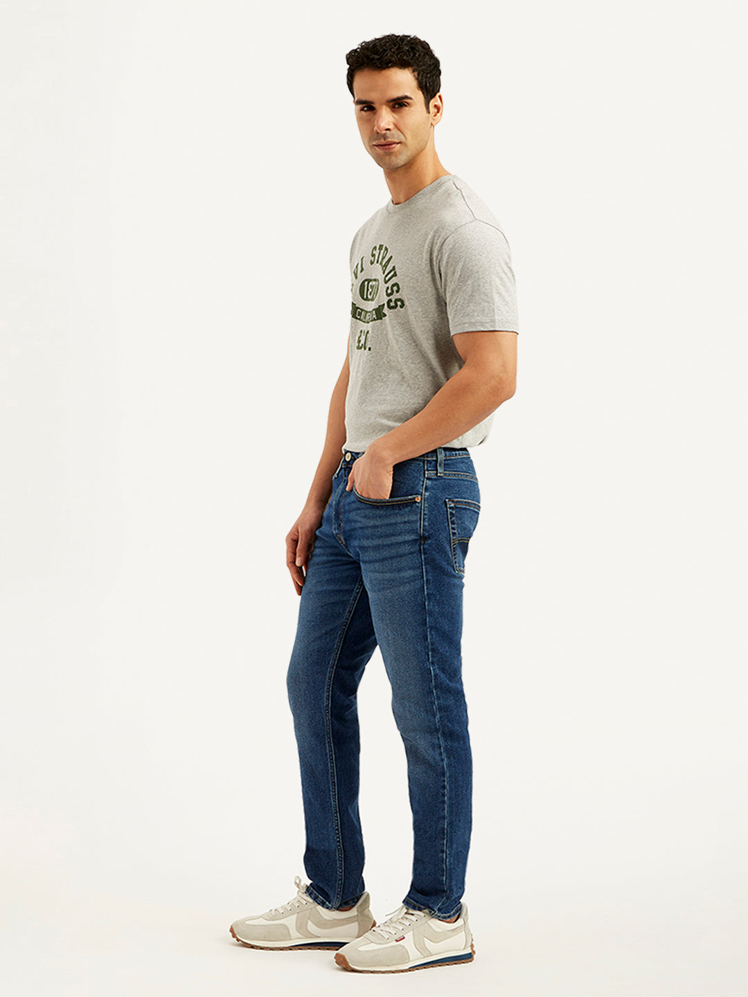 Men's 512 Blue Slim Tapered Fit Mid Rise Jeans - Side View