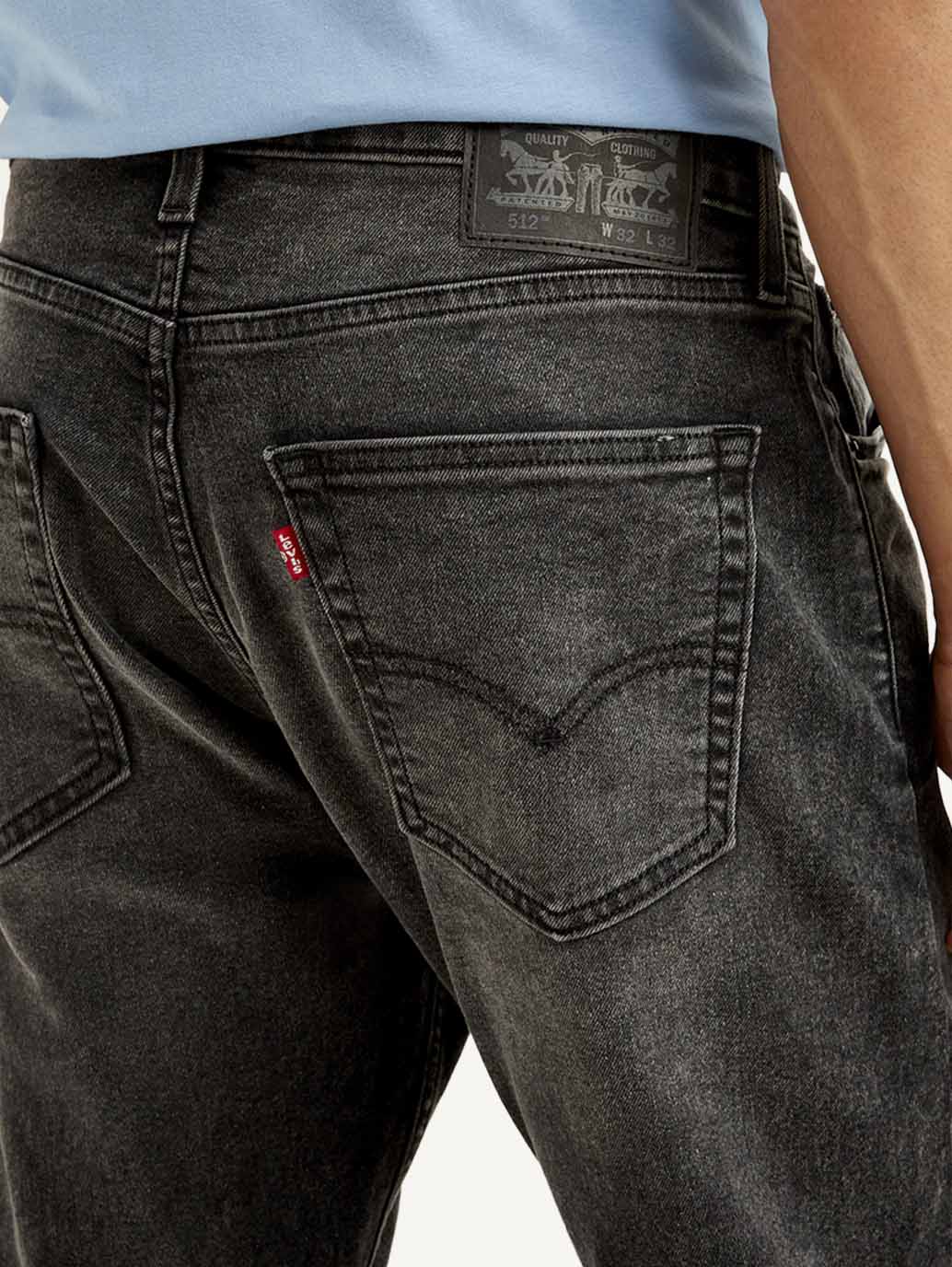 Men's 512 Charcoal Grey Slim Tapered Fit Mid Rise Jeans - Detail View