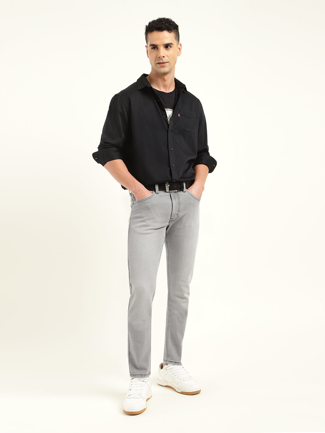 Men's 512 Grey Slim Tapered Fit Mid Rise Jeans - Styleshot View