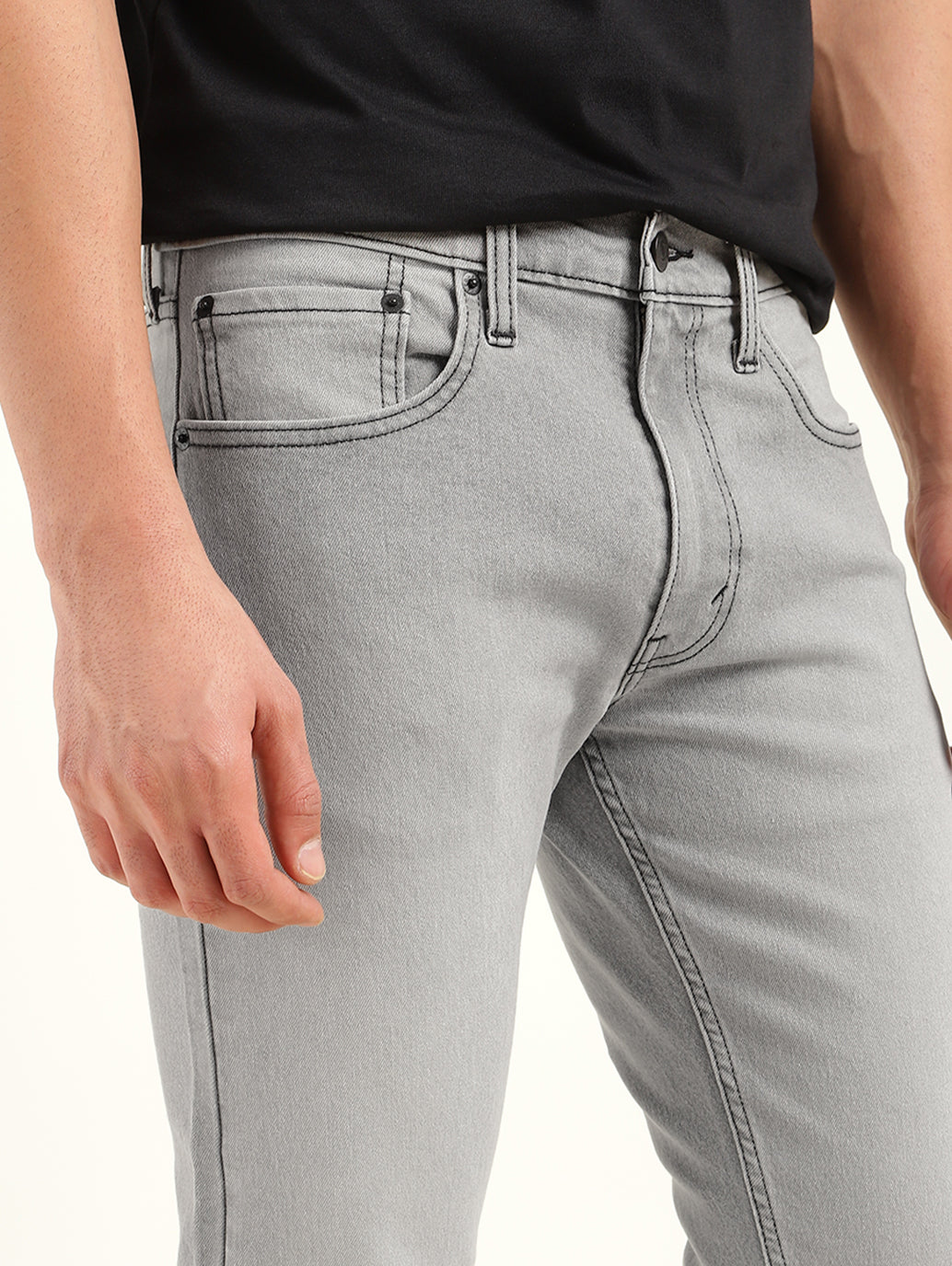 Men's 512 Grey Slim Tapered Fit Mid Rise Jeans - Detail View