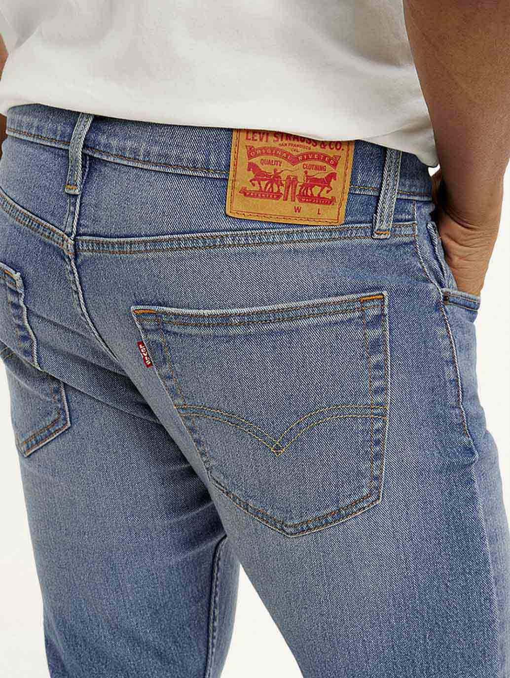 Men's 512 Navy Blue Slim Tapered Fit Mid Rise Jeans - Detail View