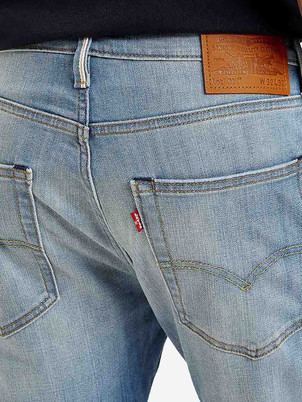 Men's 512 Blue Slim Tapered Fit Mid Rise Jeans - Detail View